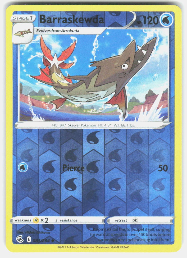 BARRASKEWDA 083/264 UNCOMMON FUSION STRIKE POKEMON REVERSE HOLO NM/M