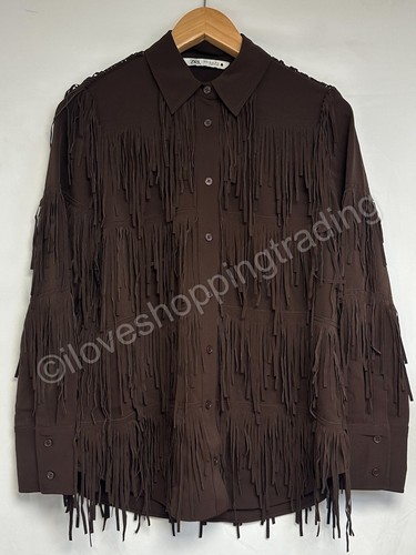 ZARA BOHO WESTERN COWBOY ASYMMETRIC LONG MAXI FRINGE TASSEL SHIRT SHACKET JACKET - Picture 23 of 24