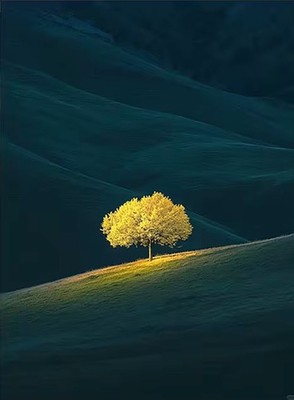 SALE! Leuchtender Baum zeitgenössischer Druck ungerahmt Leinwand Wandbild 40 x 60 cm