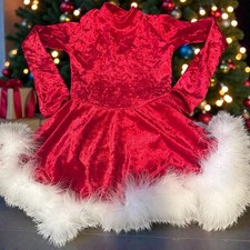 Kids/Girls Santa Claus Dress. Red with White Trim. Evening, Christmas. Size S