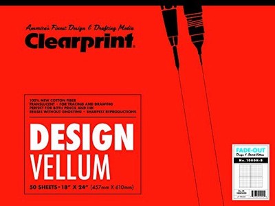 Clearprint Vellum Pad with 8x8 Fade-Out Grid, 18x24 Inches, 16 LB, 60 GSM