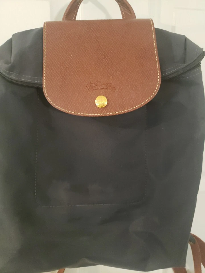 Longchamp Le Pliage Backpack Bag Navy Gold Purse Travel - Image 2 of 4