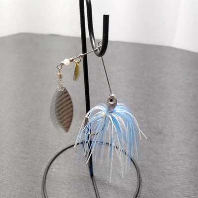 Fishing Spinnerbait Lure Blue White Skirt Silver Blade Bass Pike Lure
