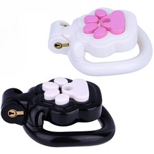 Male Sissy Chastity Cage Device CB Lock Tube with Chastity Belt 4 Ring