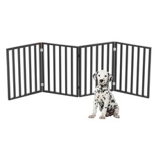 PETMAKER Pet Gate 4-Panel Indoor Foldable Dog Fence 72x24-Inch Wood