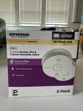 2-Pack 10-Year Battery Smoke, Fire and Carbon Monoxide Detector Alarm