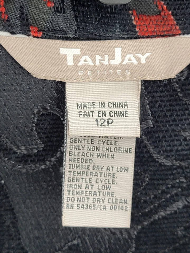 Chaqueta TanJay Mujer 12P Roja Negra Floral Tapiz Abotonada Blazer Artístico Foto 3 de 4