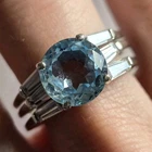 Vintage Avon 925 Blue Stone Ring Sterling Silver Baguette Size 10