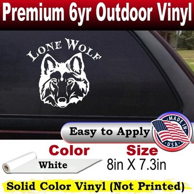Lone Wolf Head Car or Truck Window Laptop Decal Sticker White 8X7.3