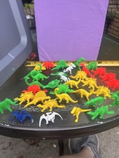 Vintage Plastic Dinosaurs  Bright Colors 1980s Fun Lot  Over 30 Included