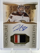 2021-22 UD The Cup John Gibson Signature Materials 65/99 #SP-GI Auto Patch