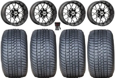 GTW Vortex 2 12'' Golf Cart Wheels Gray 225x35 Lo Pro Tires Yamaha
