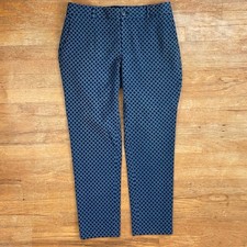 Banana Republic Pants Size 6 Blue Plaid Jacquard Ankle Trousers Cotton/Rayon