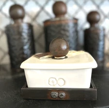 RARE VTG Jan Barboglio Butter Dish Iron SIGNED RETIRED 6" x 5" HAND FORGED