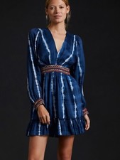 Anthropologie Women's Verb by Pallavi Singhee Blue Tie Dye Mini Dress Size Small