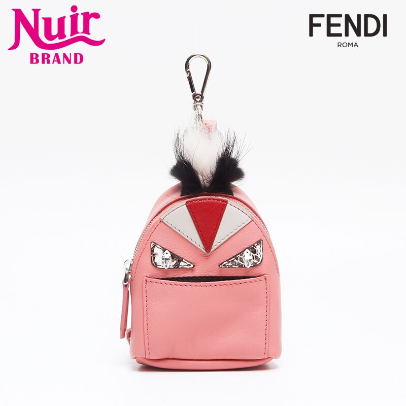 RARE FENDI Monster Bag Charm Key Holder in Pink