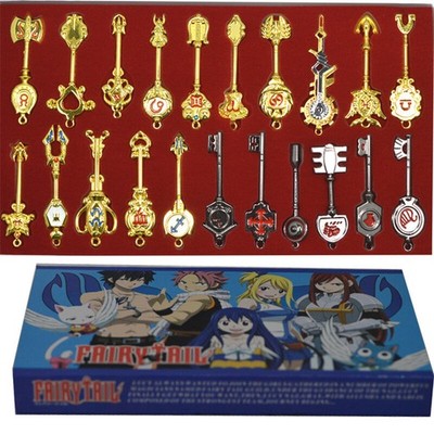 Anime Fairy Tail Lucy Celestial Spirit Magic 21 Keys models w/Box Key Chain Set