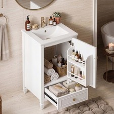 20" Bathroom Vanity with Ceramic Sink,Freestanding Vanity with Storage Cabinet