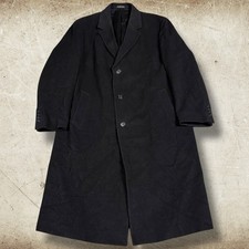 Vintage Ralph Ralph Lauren Overcoat Mens 46R Wool Blend Black Classic Preppy