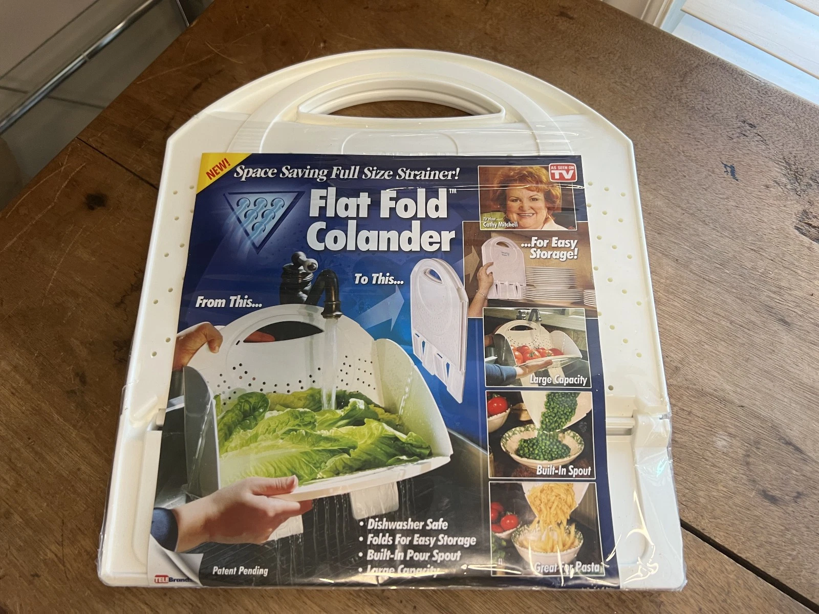Flat Fold Colander Collapsible Dishwasher Safe Easy Storage Pour Spout Lg
