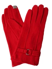 David & Young Womens Red Ring Wool Blend Stretch Fit Texting & Tech Gloves