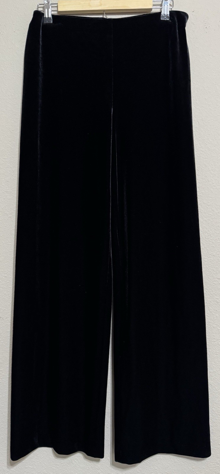 ALEX Evenings Black Velvet Wide Leg Pants Size Medium Pull On Holiday Party