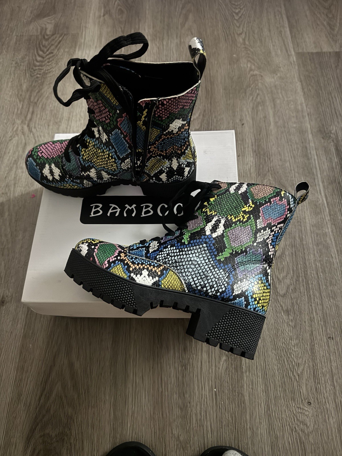 Women’s Snakeskin Pattern Multicolored Boot Size … - image 3