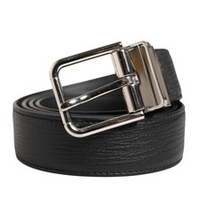 DOLCE & GABBANA Belt Men Black Classic Leather Metal Buckle 95cm / 38in 500usd