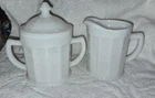 Vintage Hazel Atlas Creamer And Sugar Milk Glass Block Pattern