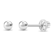 14k White Gold Tiny Polish Plain Ball Screw Back Earrings for Infants  Toddlers