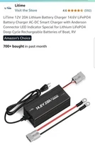 LiTime 14.6V 20A AC-DC Smart Charger for Deep Cycle 12V LiFePO4 Lithium LiFePO4
