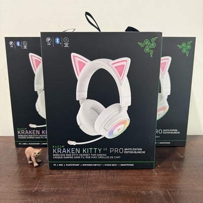Razer Kraken Kitty V3 Pro Wireless RGB Headset White Kitty Ears Chroma NEW