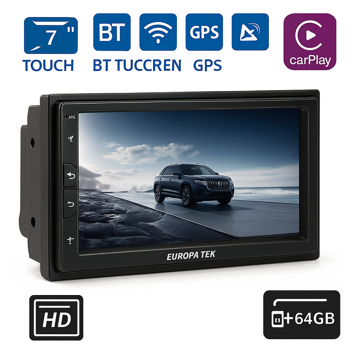 RobertAgor Driwei - Auto Android 7" WIFI GPS Bluetooth CarPlay 4+64gb Touch HD Ctc-7801n - Miniatura 4