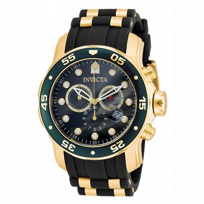 Invicta Men's Pro Diver Watch Green Dial Chronograph Dive Rubber Strap 17886