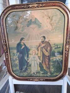 Antique Religious Art Holy Family Chromo Lithograph
