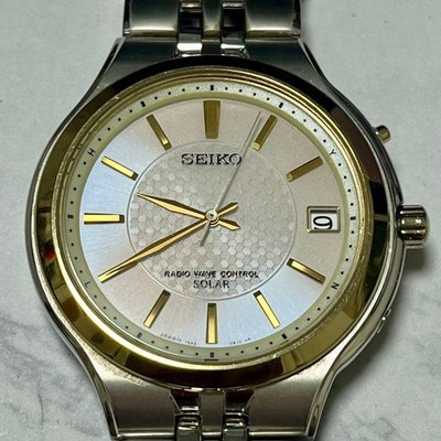 SEIKO Radio Wave Control Solar 7B22-0AS0 Wristwatch Silver Gold Titanium