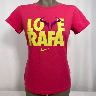 Rafael Nadal Love Rafa Tennis Nike Dri-Fit Slim Fit Pink T-Shirt Women's MEDIUM