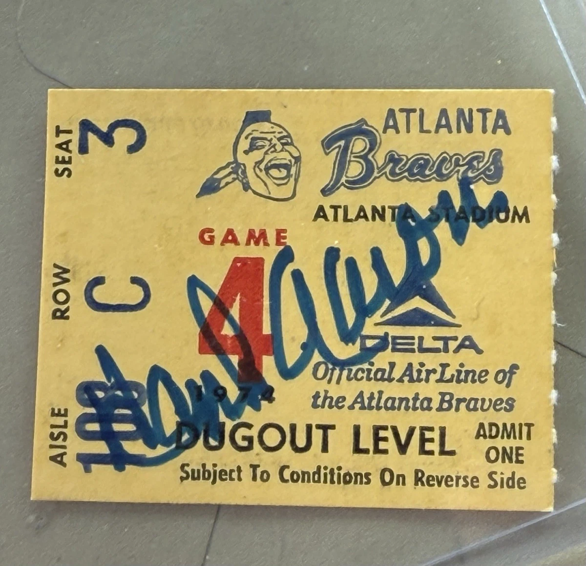 Hank Aaron Atlanta Braves Baseball MLB Original Autographed Items