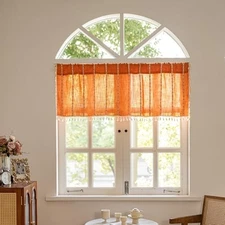  Boho Curtain Valance for Cafe Kitchen Closet 52"W x 18"L (Pack of 1) Orange