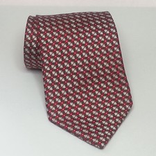 Ike Behar New York Men Dress Silk Tie Red White 4" wide 61" long Made in USA
