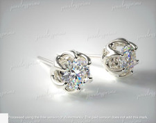 Diamond 2Ct Round Lab Created Cut Stud Earrings In 14K White Gold Plated Silver