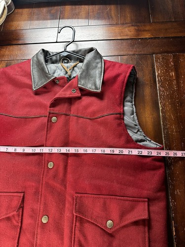 STS Ranchwear Red Vest Cotton/Leather Sleeveless Size Extra Large Texas - Picture 5 of 6