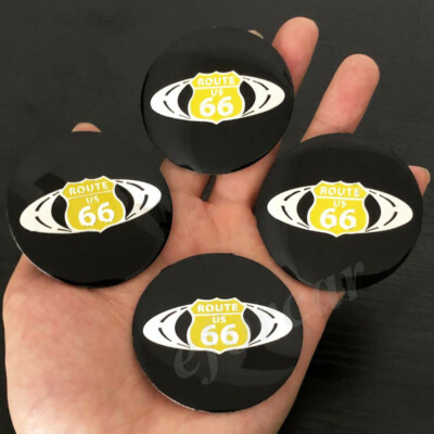 4pcs 56mm ROUTE US 66 Car Wheel Center Hub Cap Badge Emblem Decal Stickers