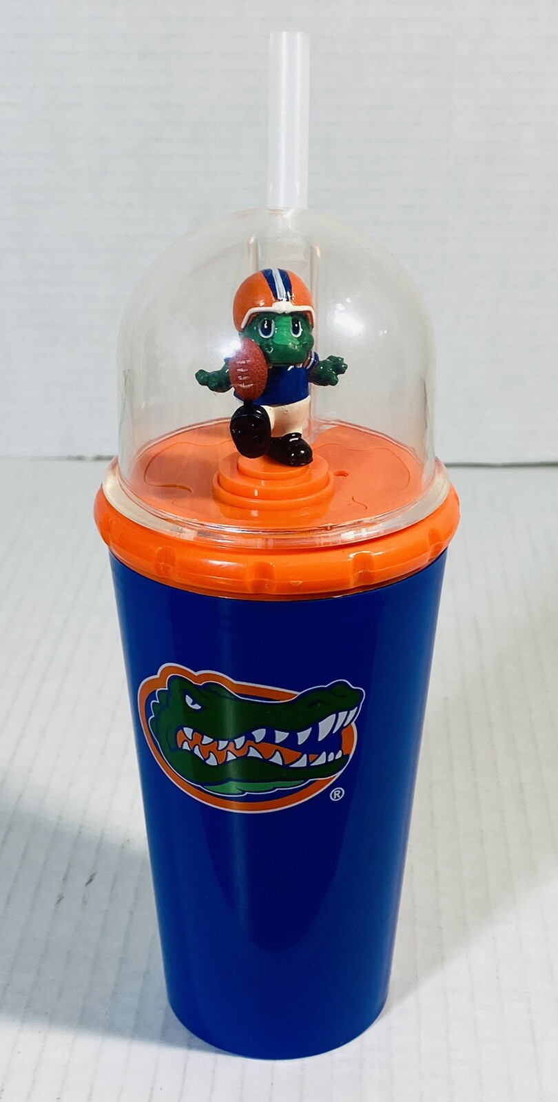 Vintage Florida Gators Tumbler with Wind-Up Mascot Bubble Lid and Straw