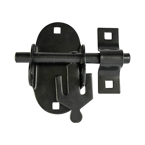 4" Oval Padbolt Black Padlockable Gate & Door Bolt  Flush Fitting Stile Security
