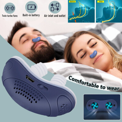 Electric Stop Snore Aid Stopper Micro Noise Anti Snoring Device Sleep Apnea Blue