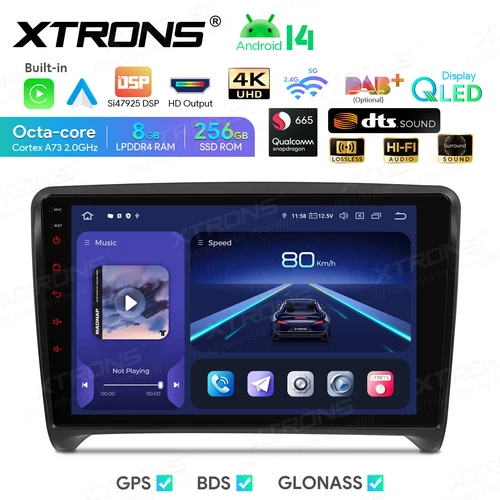 9" QLED 8-Core 8+256GB Android 14 CarPlay Car GPS Stereo DTS 4K For Audi TT MK2