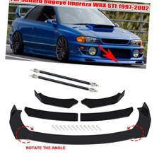 For Subaru WRX STI Front Bumper Lip Spoiler Splitter Body Kits Strut Rod Glossy