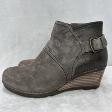 Dansko Women Shirley Boots Size 39 8 8.5 Wedge Heel Silver Nubuck Comfy Bootie