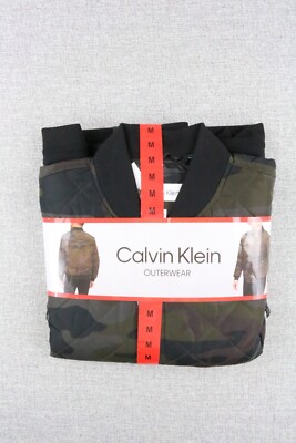 Calvin Klein Men s Quilted Bomber Jacket Camo Water Resistant Sz  M, L, XL,XXL